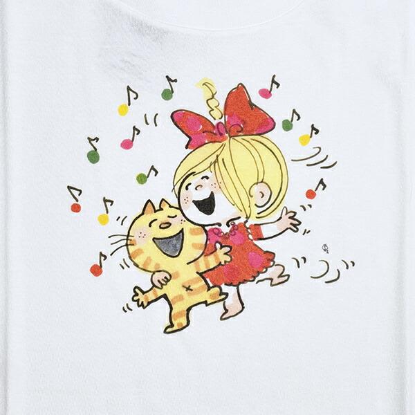 水森亜土 ネコ＆ガール 半袖Tシャツ(M) ホワイト アパレル 商品画像2：キャラグッズPERFECT WORLD TOKYO