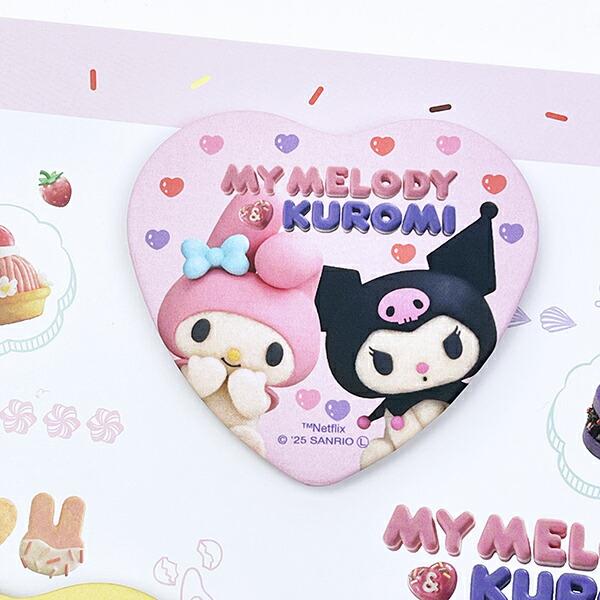サンリオ マイメロディ＆クロミ ハート型缶バッジ3個セット 日本製 Netflix Sanrio 商品画像2：キャラグッズPERFECT WORLD TOKYO