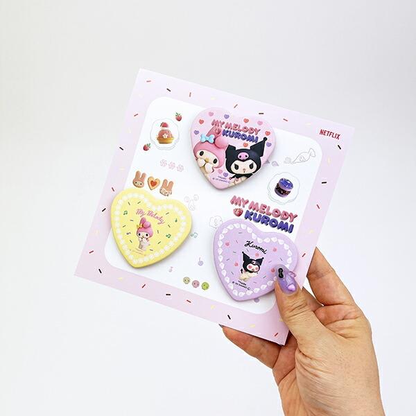 サンリオ マイメロディ＆クロミ ハート型缶バッジ3個セット 日本製 Netflix Sanrio 商品画像5：キャラグッズPERFECT WORLD TOKYO