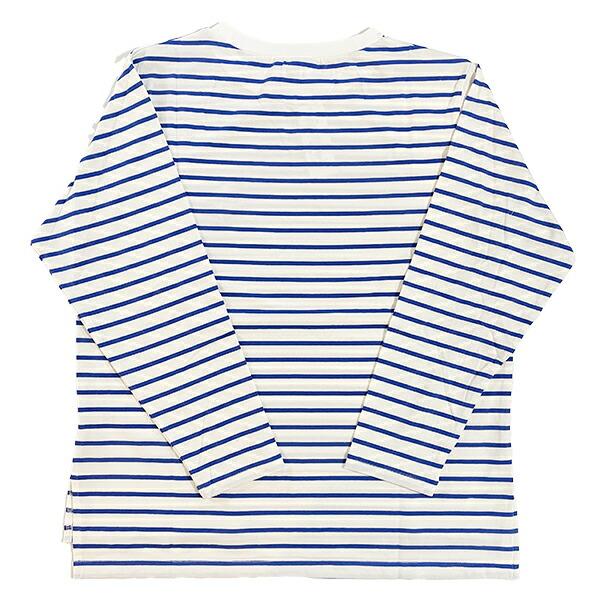 水森亜土 刺繍ボーダーロングTシャツ ボウシ ホワイト×ブルー 長袖 アパレル 商品画像3：キャラグッズPERFECT WORLD TOKYO