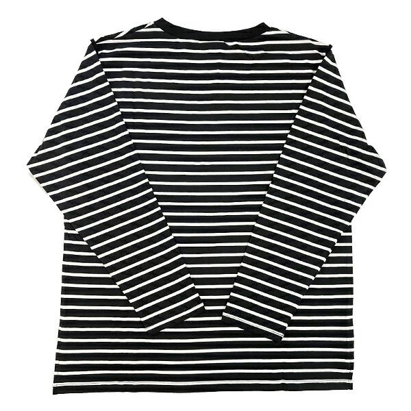 水森亜土 刺繍ボーダーロングTシャツ ハート ホワイト×ブラック 長袖 アパレル 商品画像3：キャラグッズPERFECT WORLD TOKYO