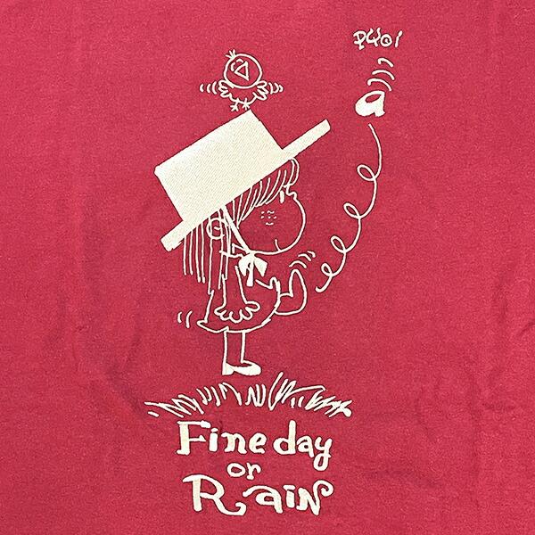 水森亜土 刺繍ロングスリーブTシャツ オンナノコ バーガンディー 長袖 アパレル 商品画像2：キャラグッズPERFECT WORLD TOKYO