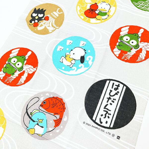 サンリオ はぴだんぶい はぴだんぶいと和柄 手ぬぐい ハンギョドン ばつ丸 タオル 商品画像2：キャラグッズPERFECT WORLD TOKYO