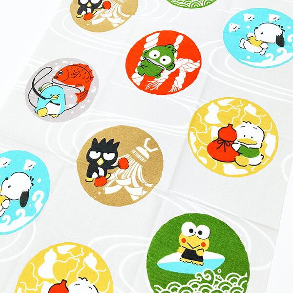 サンリオ はぴだんぶい はぴだんぶいと和柄 手ぬぐい ハンギョドン ばつ丸 タオル 商品画像3：キャラグッズPERFECT WORLD TOKYO