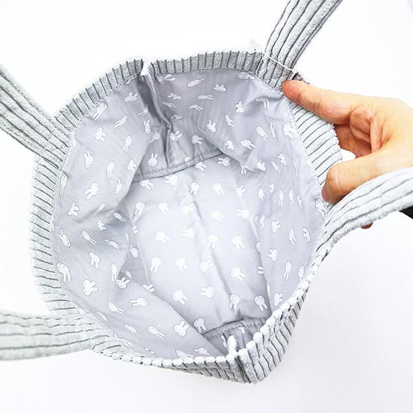 ミッフィー miffy トートバッグ グレー おかお コーデュロイ ランチ 商品画像4：キャラグッズPERFECT WORLD TOKYO