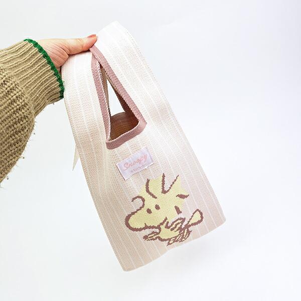 スヌーピー ウッドストック ニットミニトートバッグ ピンク SNOOPY 商品画像5：キャラグッズPERFECT WORLD TOKYO