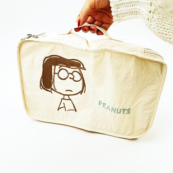 スヌーピー 収納ポーチ M トラベル 旅行 オフホワイト PEANUTS SNOOPY 商品画像5：キャラグッズPERFECT WORLD TOKYO