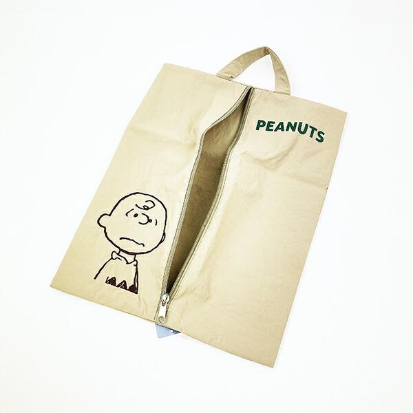 スヌーピー ワイドトラベルポーチ 収納ポーチ シューズ入れ ベージュ PEANUTS SNOOPY 商品画像5：キャラグッズPERFECT WORLD TOKYO