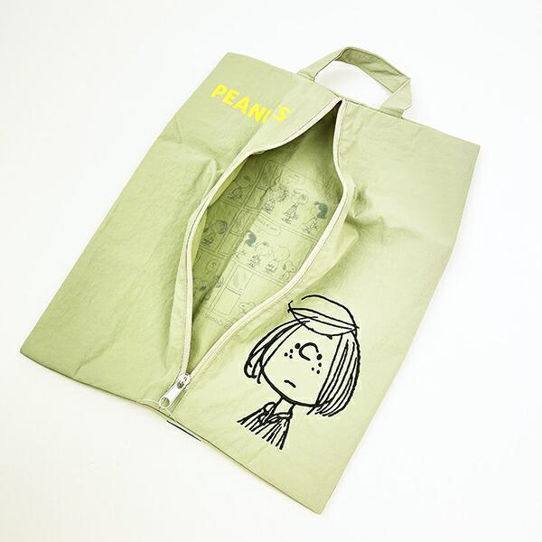 スヌーピー ワイドトラベルポーチ 収納ポーチ シューズ入れ グリーン PEANUTS SNOOPY 商品画像5：キャラグッズPERFECT WORLD TOKYO