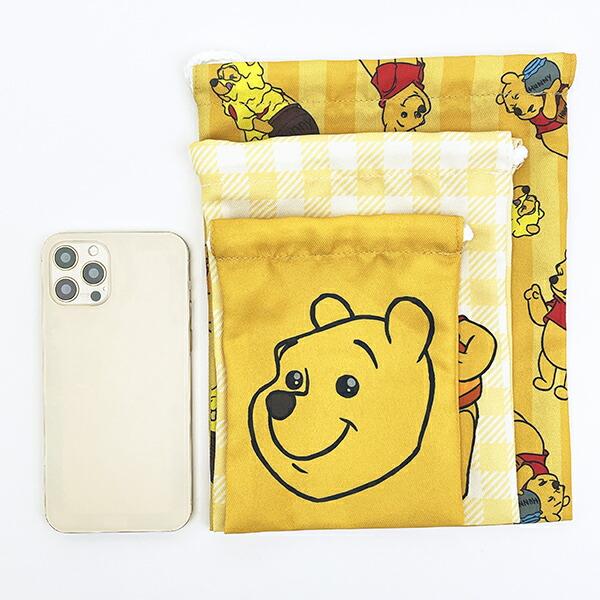 ディズニー くまのプーさん 3P巾着 （イエロー） ファニーフェイスシリーズ Disney 商品画像7：キャラグッズPERFECT WORLD TOKYO