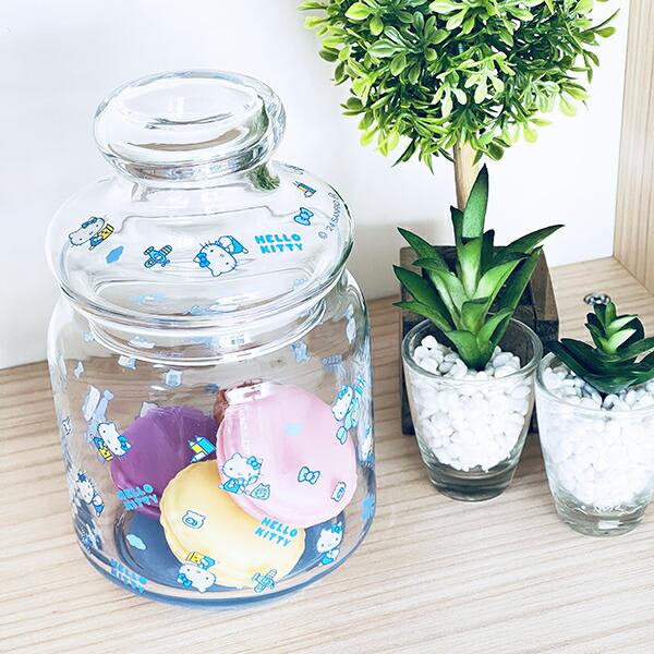 サンリオ ハローキティ ガラスキャニスター (水色) 日本製 Sanrio 商品画像5：キャラグッズPERFECT WORLD TOKYO