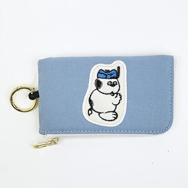 スヌーピー オラフ キーパスポーチ アップリケ 定期入れ ブルー SNOOPY