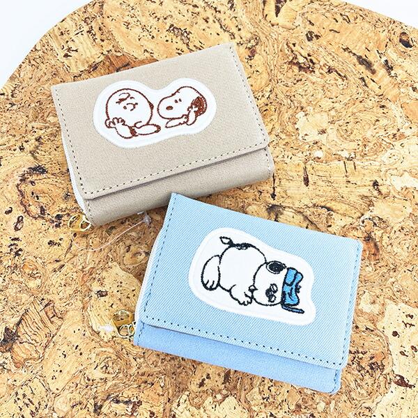 スヌーピー オラフ ファスナー三つ折り財布 アップリケ ブルー SNOOPY 商品画像7：キャラグッズPERFECT WORLD TOKYO