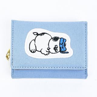 スヌーピー オラフ ファスナー三つ折り財布 アップリケ ブルー SNOOPY 