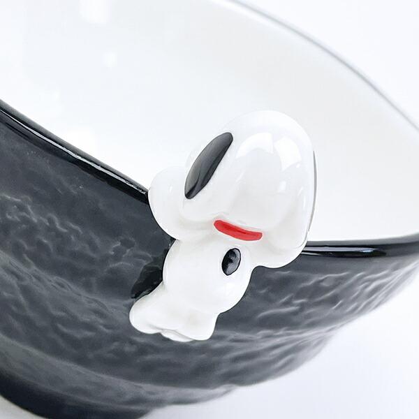 スヌーピー フィギュア付き茶碗 ブラック 食器 SNOOPY 商品画像6：キャラグッズPERFECT WORLD TOKYO