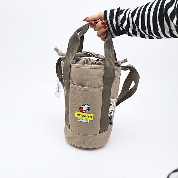 スヌーピー ドラムショルダーバッグ ベージュ RE-PET SNOOPY 商品画像6：キャラグッズPERFECT WORLD TOKYO