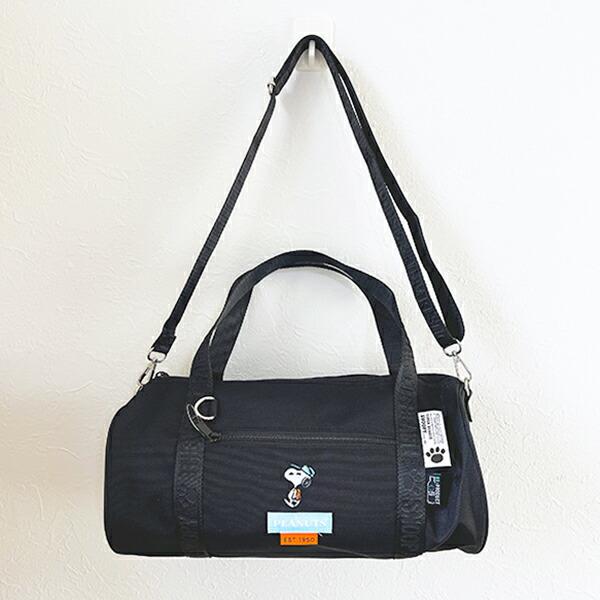 スヌーピー ショルダー付きロールボストンバッグ ブラック 2WAY RE-PET SNOOP･･･