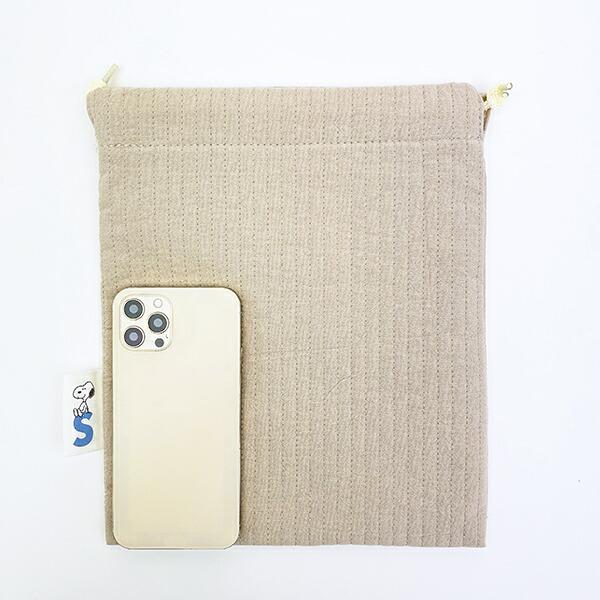 スヌーピー メッシュ付き巾着 ベージュ カート ポーチ SNOOPY 商品画像4：キャラグッズPERFECT WORLD TOKYO