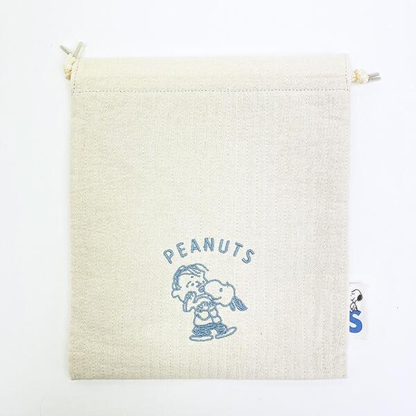 スヌーピー メッシュ付き巾着 ホワイト 抱っこ ポーチ SNOOPY