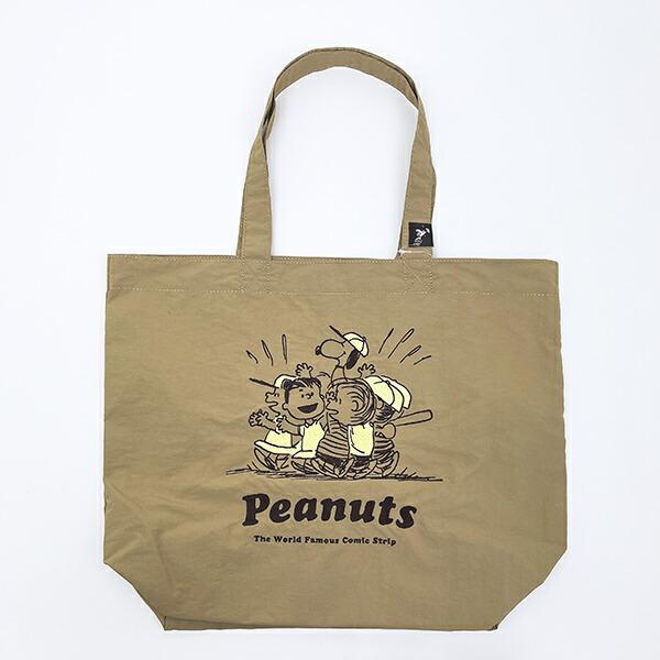 スヌーピー チャーリーブラウン トートバッグ (ベージュ) ベースボールシリー･･･