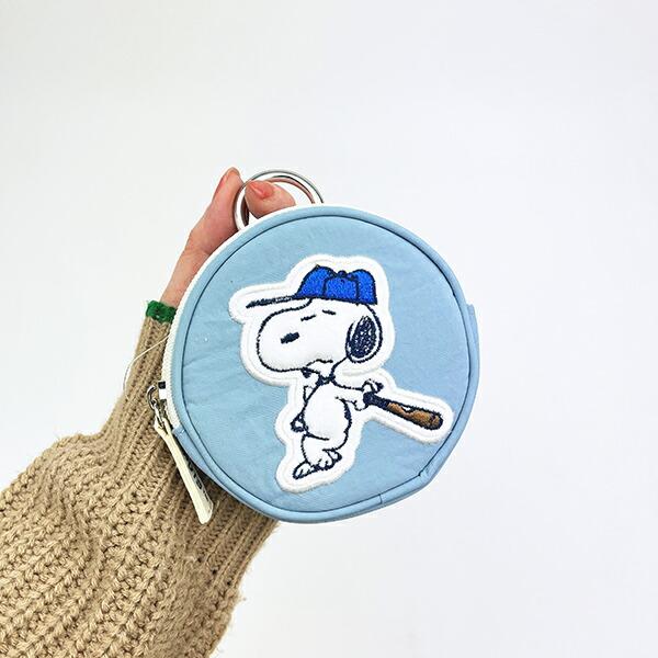 スヌーピー サークルポーチ グレー ベースボール SNOOPY 商品画像5：キャラグッズPERFECT WORLD TOKYO