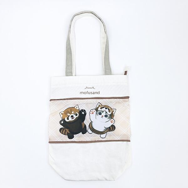 モフサンド アライグマにゃん 伸びるトートバッグ ベージュ mofusand