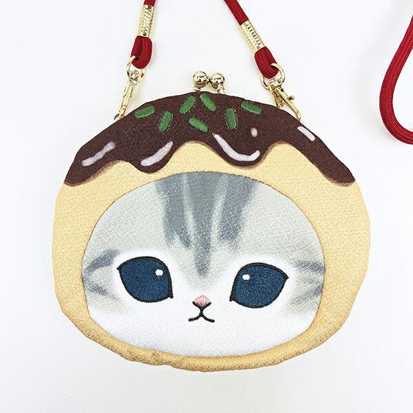 モフサンド たこやきにゃん ちりめん フェイスがま口ポーチ 商品画像2：キャラグッズPERFECT WORLD TOKYO