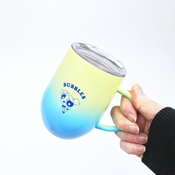 パワーパフガールズ バブルス グラデーション 蓋つき ステンレスマグカップ コップ パワパフ 商品画像6：キャラグッズPERFECT WORLD TOKYO