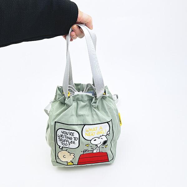 スヌーピー チャーリーブラウン ＡＬＬ刺しゅうショルダー巾着バッグ タイプライター SNOOPY 商品画像6：キャラグッズPERFECT WORLD TOKYO