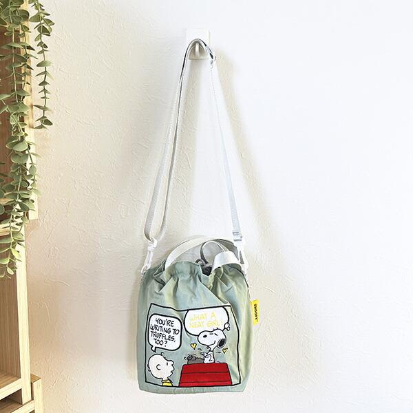 スヌーピー チャーリーブラウン ＡＬＬ刺しゅうショルダー巾着バッグ タイプライター SNOOPY 商品画像7：キャラグッズPERFECT WORLD TOKYO