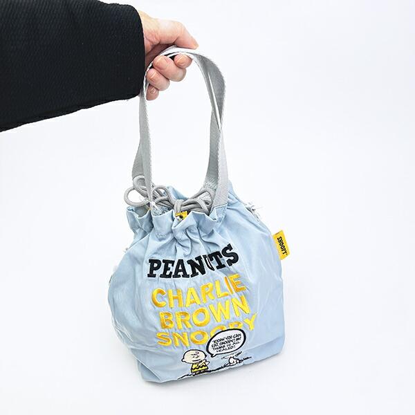 スヌーピー チャーリーブラウン ＡＬＬ刺しゅうショルダー巾着バッグ SNOOPY 商品画像6：キャラグッズPERFECT WORLD TOKYO