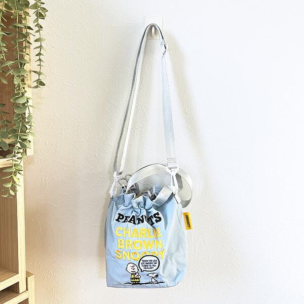 スヌーピー チャーリーブラウン ＡＬＬ刺しゅうショルダー巾着バッグ SNOOPY 商品画像7：キャラグッズPERFECT WORLD TOKYO