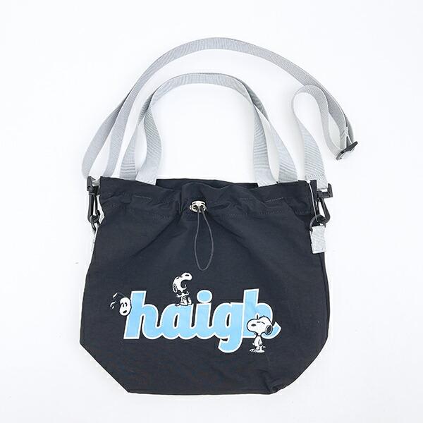 スヌーピー 巾着ショルダーバッグ ブラック SNOOPY