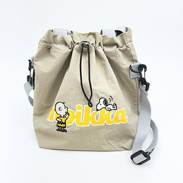 スヌーピー チャーリーブラウン 巾着ショルダーバッグ ベージュ SNOOPY 商品画像5：キャラグッズPERFECT WORLD TOKYO