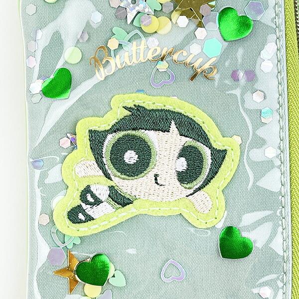 パワーパフガールズ バターカップ シャカシャカキーパスポーチ グリーン パスケース 商品画像2：キャラグッズPERFECT WORLD TOKYO