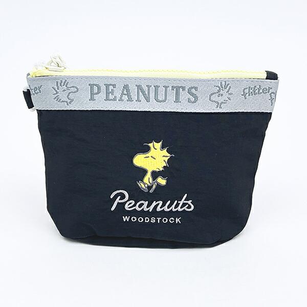 スヌーピー ウッドストック ラウンドボトムポーチ ブラック SNOOPY