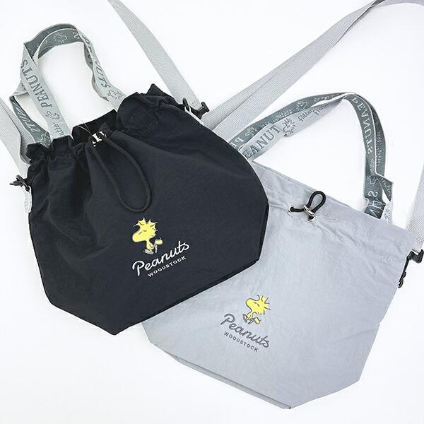 スヌーピー ウッドストック 巾着ショルダーバッグ ブラック SNOOPY 商品画像7：キャラグッズPERFECT WORLD TOKYO