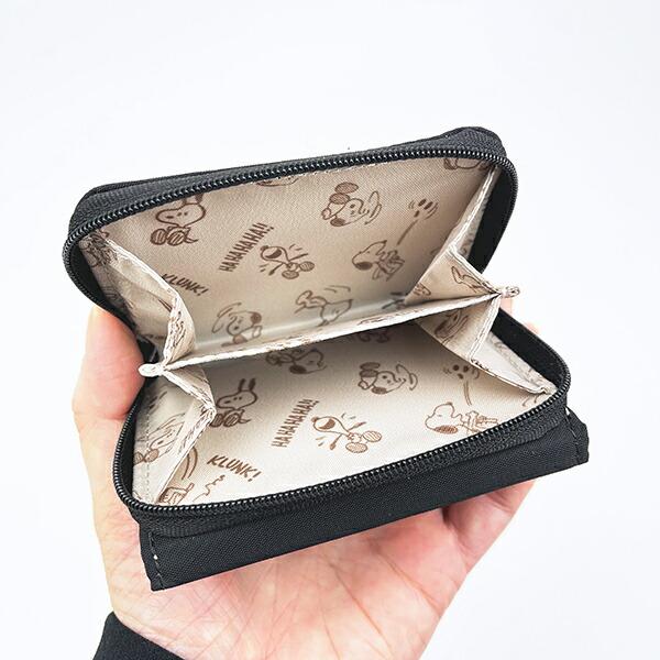 スヌーピー コンパクト三つ折り財布 ブラック SNOOPY 商品画像5：キャラグッズPERFECT WORLD TOKYO