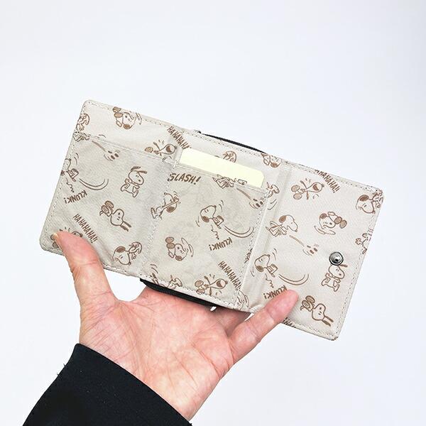 スヌーピー コンパクト三つ折り財布 ブラック SNOOPY 商品画像6：キャラグッズPERFECT WORLD TOKYO