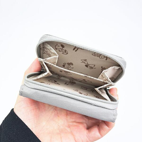 スヌーピー ジョー・クール コンパクト三つ折り財布 グレー SNOOPY 商品画像5：キャラグッズPERFECT WORLD TOKYO