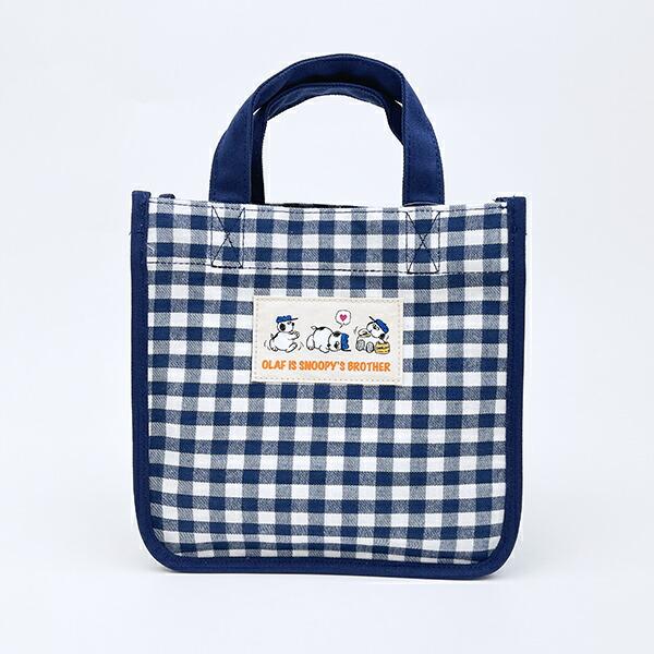スヌーピー オラフ ランチトートバッグ ネイビーチェック SNOOPY