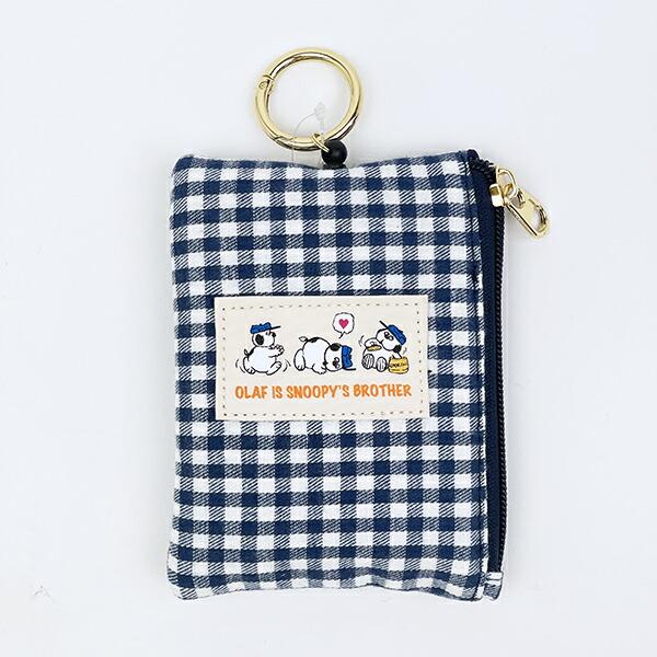 スヌーピー オラフ パスポーチ (ネイビーチェック) パスケース SNOOPY