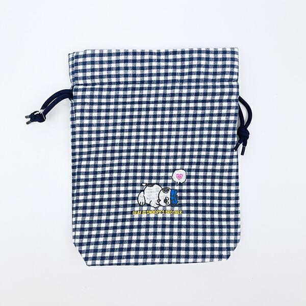 スヌーピー オラフ 巾着 ネイビーチェック SNOOPY