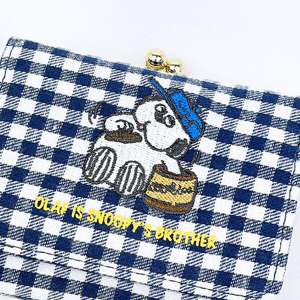 スヌーピー オラフ 三つ折り財布 ネイビーチェック SNOOPY 商品画像2：キャラグッズPERFECT WORLD TOKYO
