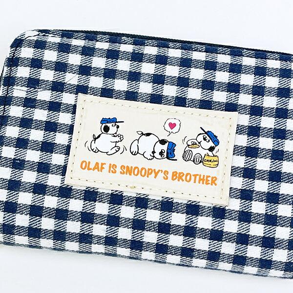 スヌーピー オラフ パスケース付きコインケース ネイビーチェック SNOOPY 商品画像2：キャラグッズPERFECT WORLD TOKYO