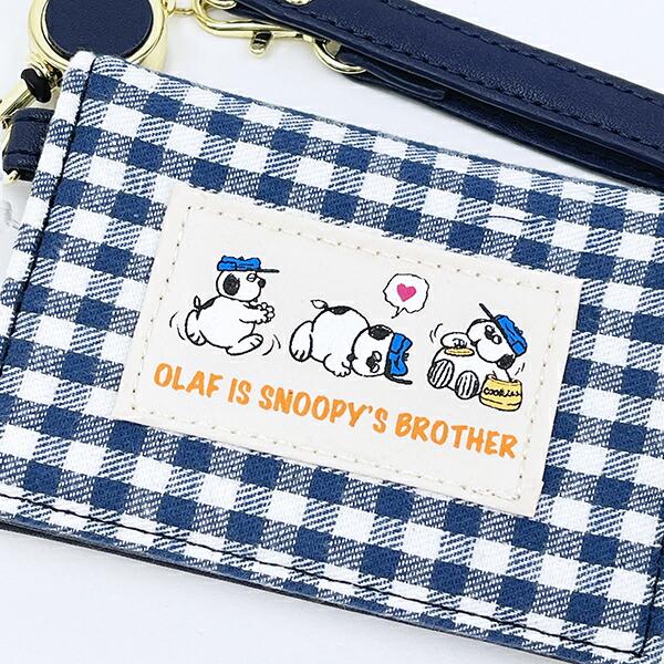スヌーピー オラフ リール付き二つ折りパスケース ネイビーチェック SNOOPY 商品画像2：キャラグッズPERFECT WORLD TOKYO