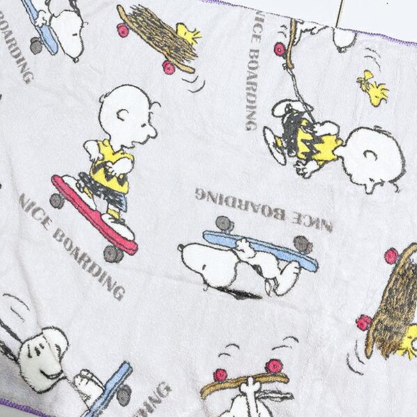 スヌーピー スケボー クイックドライビッグフェイスタオル (パープル) SNOOPY 商品画像2：キャラグッズPERFECT WORLD TOKYO