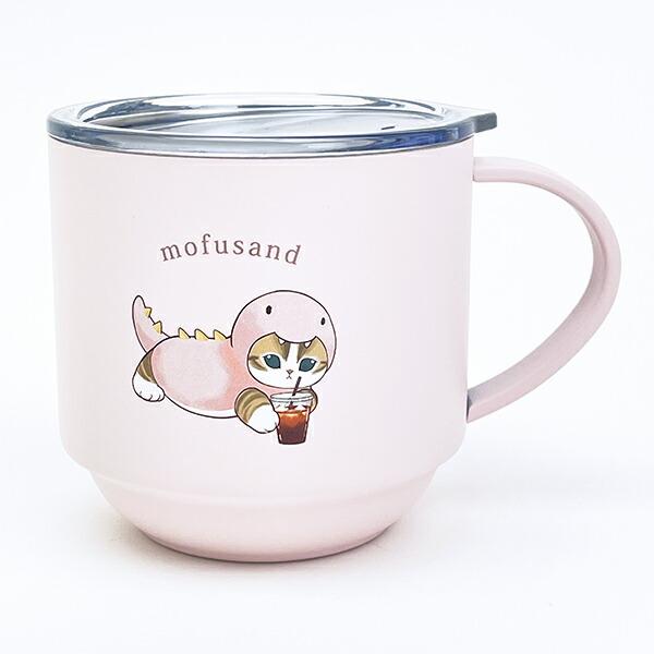 モフサンド かいじゅうにゃん スッキング蓋つきステンレスマグ ピンク コップ･･･