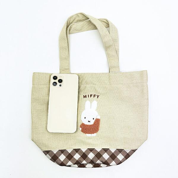 ミッフィー miffy ミニトートバッグ ベージュ ダイアゴナルチェック ランチ 商品画像5：キャラグッズPERFECT WORLD TOKYO