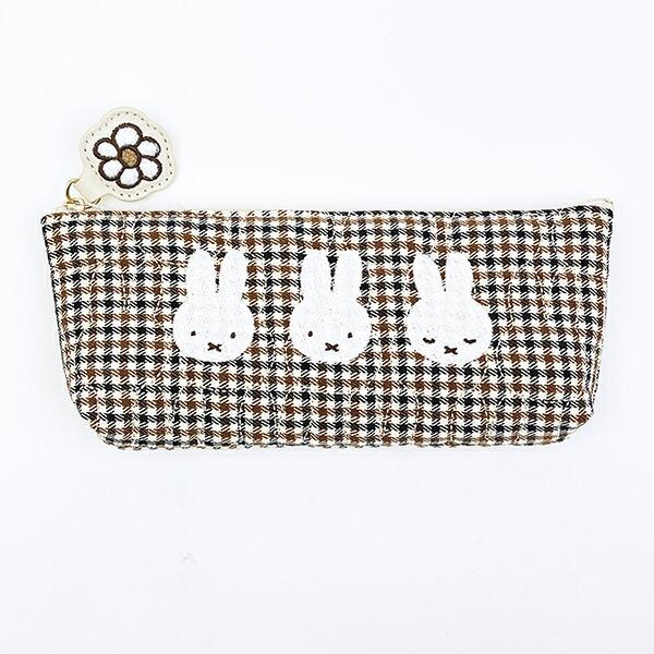 ミッフィー miffy スリムポーチ (アイボリー) キルティングチェックシリーズ